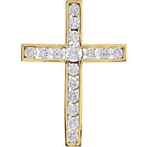 14K Yellow Gold 1/2 CTW Natural Diamond Cross Pendant
