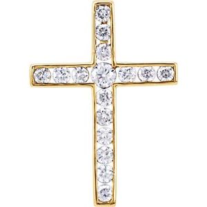 14K Yellow Gold 1 3/8 CTW Natural Diamond Cross Pendant