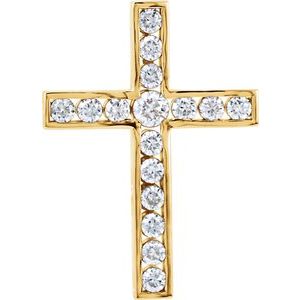 14K Yellow Gold 3/4 CTW Natural Diamond Cross Pendant