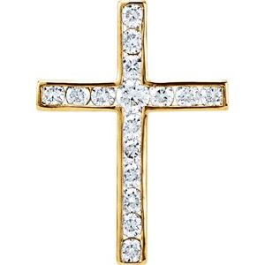 14K Yellow Gold 1/4 CTW Natural Diamond Cross Pendant