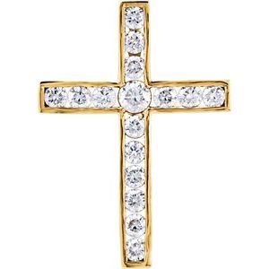 14K Yellow Gold 1 CTW Natural Diamond Cross Pendant