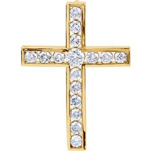 14K Yellow Gold 1 1/4 CTW Natural Diamond Cross Pendant