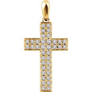 14K Yellow Gold 1/4 CTW Natural Diamond Cross Pendant