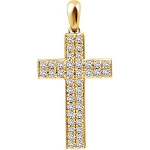 14K Yellow Gold 1/3 CTW Natural Diamond Cross Pendant