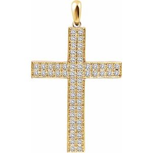14K Yellow Gold 1/2 CTW Natural Diamond Cross Pendant