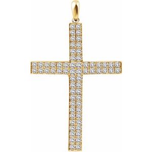 14K Yellow Gold 1 CTW Natural Diamond Cross Pendant