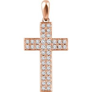 14K Rose Gold 1/4 CTW Natural Diamond Cross Pendant