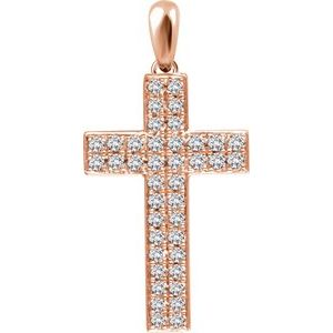 14K Rose Gold 1/3 CTW Natural Diamond Cross Pendant