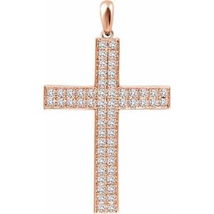 14K Rose Gold 1/2 CTW Natural Diamond Cross Pendant