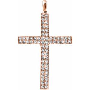 14K Rose Gold 1 CTW Natural Diamond Cross Pendant