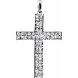 14K White Gold 1/2 CTW Natural Diamond Cross Pendant