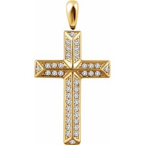 14K Yellow Gold 1/3 CTW Natural Diamond Cross Pendant