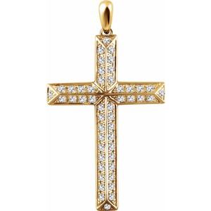 14K Yellow Gold 3/4 CTW Natural Diamond Cross Pendant