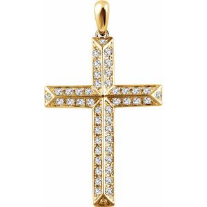 14K Yellow Gold 1 CTW Natural Diamond Cross Pendant