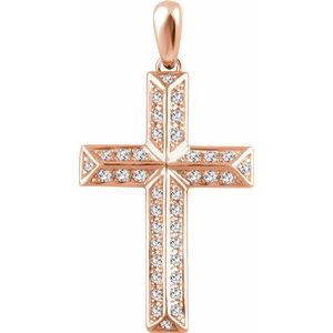 14K Rose Gold 1/4 CTW Natural Diamond Cross Pendant