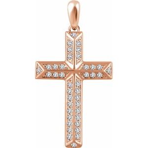 14K Rose Gold 1/3 CTW Natural Diamond Cross Pendant