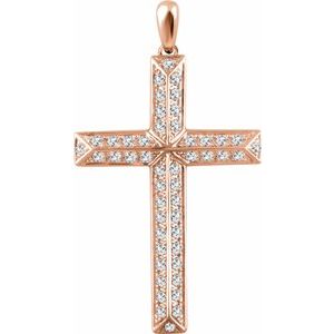 14K Rose Gold 3/4 CTW Natural Diamond Cross Pendant