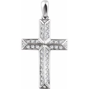 14K White Gold 1/4 CTW Natural Diamond Cross Pendant