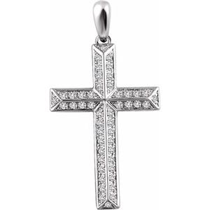 14K White Gold 1/2 CTW Natural Diamond Cross Pendant