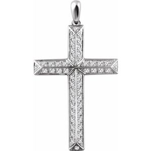 14K White Gold 3/4 CTW Natural Diamond Cross Pendant