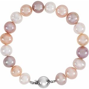 Sterling Silver Cultured Multi-Color Freshwater Pearl 7 3/4" Bracelet