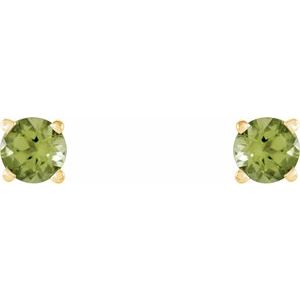 14K Yellow Gold 4 mm Natural Peridot Earrings