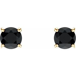 14K Yellow Gold 5 mm Natural Black Onyx Earrings