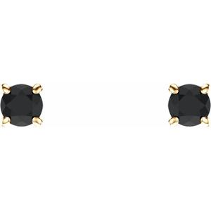 14K Yellow Gold 2.5 mm Natural Black Onyx Earrings