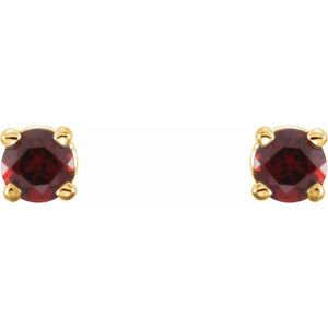 14K Yellow Gold 2.5 mm Natural Mozambique Garnet Earrings