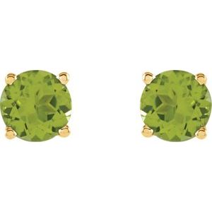 14K Yellow Gold 5 mm Natural Peridot Earrings
