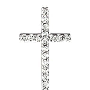 14K White Gold 1/5 CTW Natural Diamond Petite Cross 18" Necklace