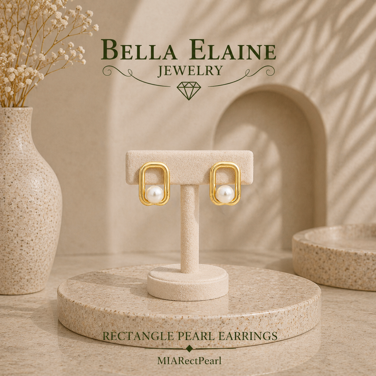 Rectangle Pearl Earrings