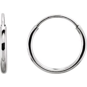14K White Gold Endless Tube 10 mm Hoop Earring