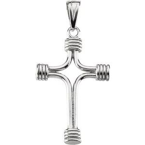 14K White Gold 33.75x23.25 mm Cross Pendant