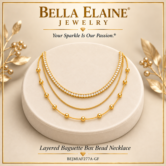 Triple Baguette Box Bead Necklace