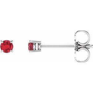 14K White Gold 2.5 mm Lab-Grown Ruby Earrings