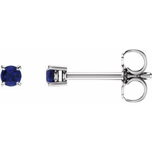 14K White Gold 2.5 mm Lab-Grown Blue Sapphire Earrings