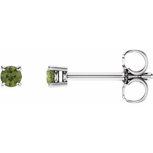 14K White Gold 2.5 mm Natural Peridot Earrings