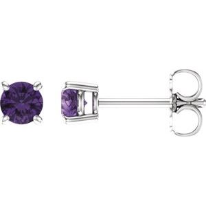 Sterling Silver 4 mm Natural Amethyst Earrings
