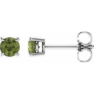 Sterling Silver 4 mm Natural Peridot Earrings