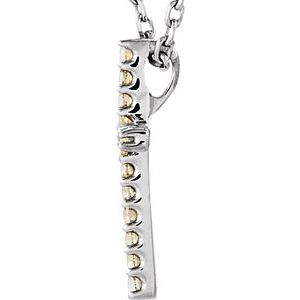14K White Gold Natural Yellow Sapphire Petite Cross 16" Necklace