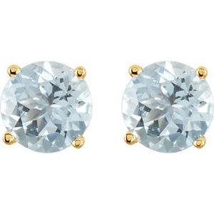 14K Yellow Gold 2.5 mm Natural Aquamarine Earrings