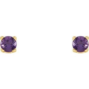 14K Yellow Gold 2.5 mm Natural Amethyst Earrings