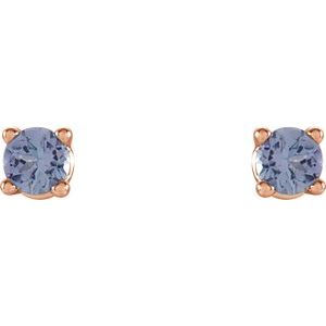 14K Rose Gold 2.5 mm Natural Tanzanite Earrings