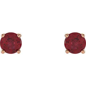 14K Rose Gold 4 mm Natural Ruby Earrings