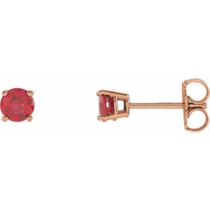 14K Rose Gold 4 mm Lab-Grown Ruby Earrings