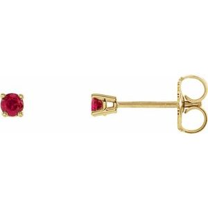 14K Yellow Gold 2.5 mm Lab-Grown Ruby Earrings