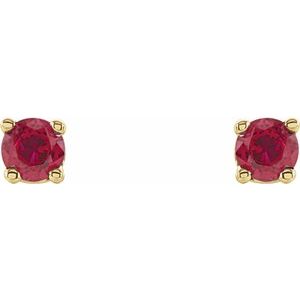 14K Yellow Gold 2.5 mm Lab-Grown Ruby Earrings