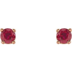 14K Rose Gold 2.5 mm Natural Ruby Earrings