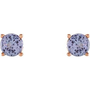 14K Rose Gold 4 mm Natural Tanzanite Earrings